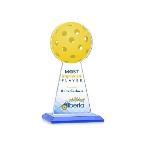 Awards and Trophies - Crystal Awards - Edenwood Pickleball Full Color Sky Blue Towers Crystal Award
