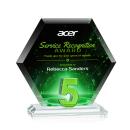 Riviera Anniversary Full Color Green  No 5 Polygon Crystal Award