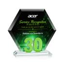 Riviera Anniversary Full Color Green No 30 Polygon Crystal Award