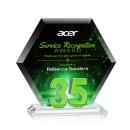 Riviera Anniversary Full Color Green No 35 Polygon Crystal Award