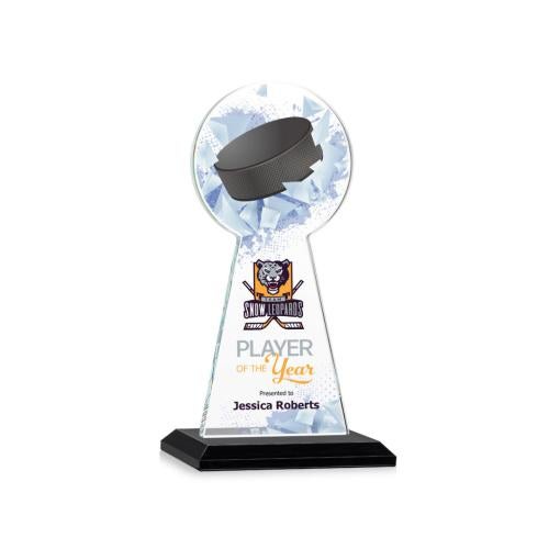 Awards and Trophies - Crystal Awards - Edenwood Hockey Full Color Black Towers Crystal Award