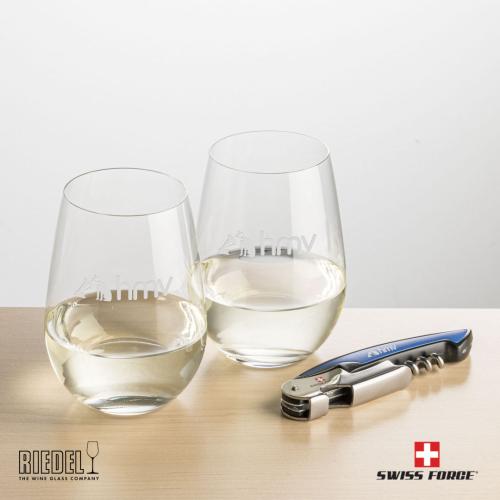 Corporate Gifts - Barware - Gift Sets - Swiss Force® Opener & RIEDEL Stemless Wine