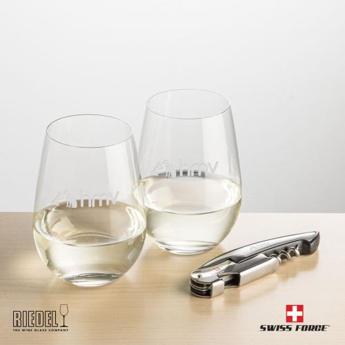 Corporate Gifts - Barware - Gift Sets - Swiss Force&reg; Opener & RIEDEL Stemless Wine