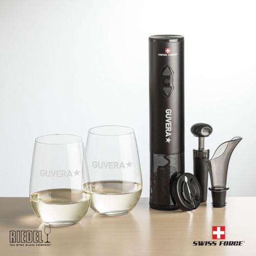 Corporate Gifts - Barware - Gift Sets - Swiss Force® Opener Set & RIEDEL Stemless Wine