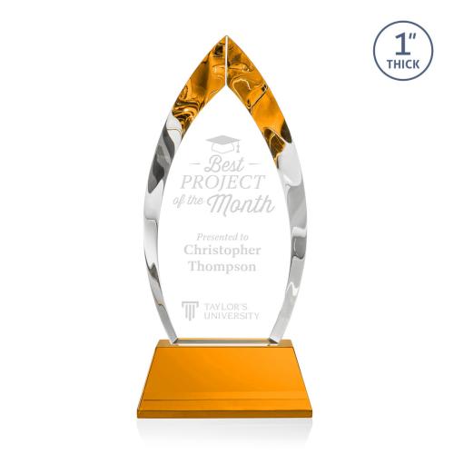 Awards and Trophies - Crystal Awards - Marinello Amber on Base Peaks Crystal Award