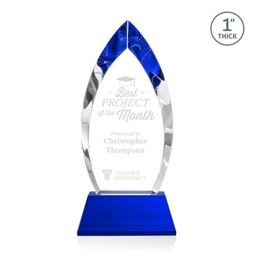 Awards and Trophies - Crystal Awards - Marinello Blue on Base Peaks Crystal Award