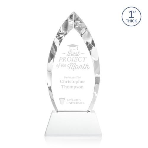 Awards and Trophies - Crystal Awards - Marinello White on Base Peaks Crystal Award