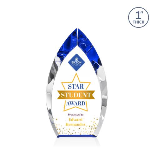 Awards and Trophies - Crystal Awards - Marinello Full Color Blue Peaks Crystal Award