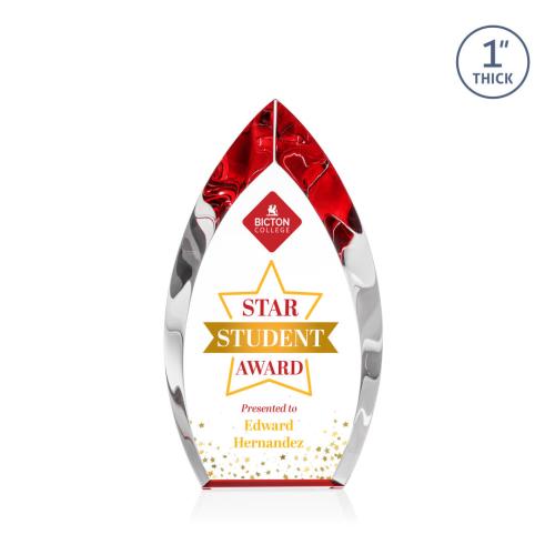 Awards and Trophies - Crystal Awards - Marinello Full Color Red Peaks Crystal Award