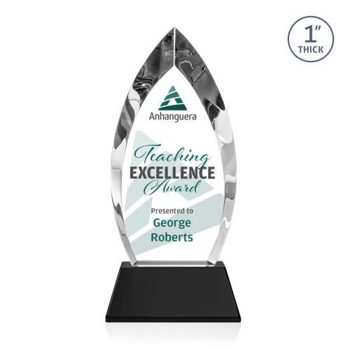 Awards and Trophies - Crystal Awards - Marinello Full Color Black on Base Peaks Crystal Award