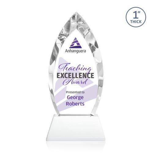 Awards and Trophies - Crystal Awards - Marinello Full Color White on Base Peaks Crystal Award