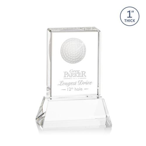 Awards and Trophies - Golf Awards - Pennington Golf Clear on Base Rectangle Crystal Award