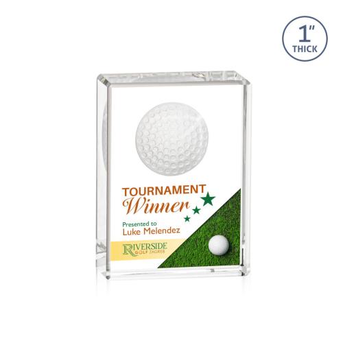 Awards and Trophies - Full Color Imprint - Pennington Golf Full Color Rectangle Crystal Award