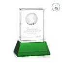 Ambassador Globe Green on Base Rectangle Crystal Award