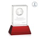 Ambassador Globe Red on Base Rectangle Crystal Award