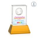 Ambassador Full Color Amber on Base Rectangle Crystal Award