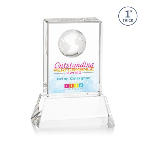 Awards and Trophies - Crystal Awards - Ambassador Full Color Clear on Base Rectangle Crystal Award