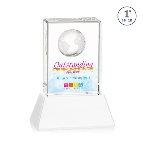 Awards and Trophies - Crystal Awards - Ambassador Full Color White on Base Rectangle Crystal Award