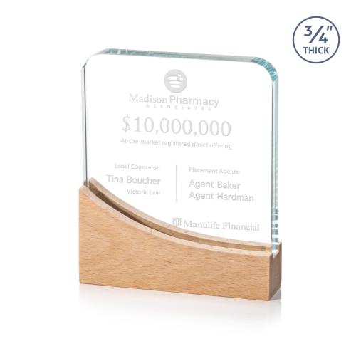 Awards and Trophies - Crystal Awards - Cadott Rectangle Wood Award