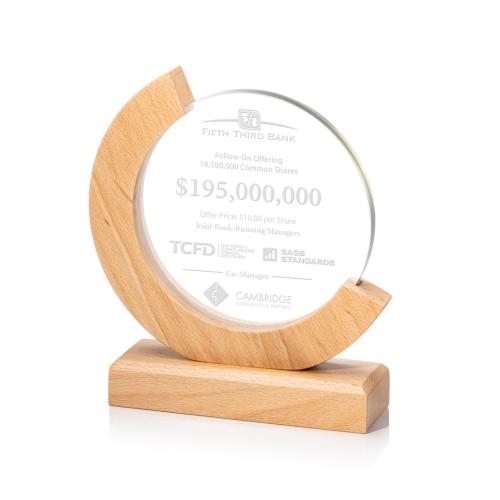 Awards and Trophies - Crystal Awards - Sparta Circle Wood Award