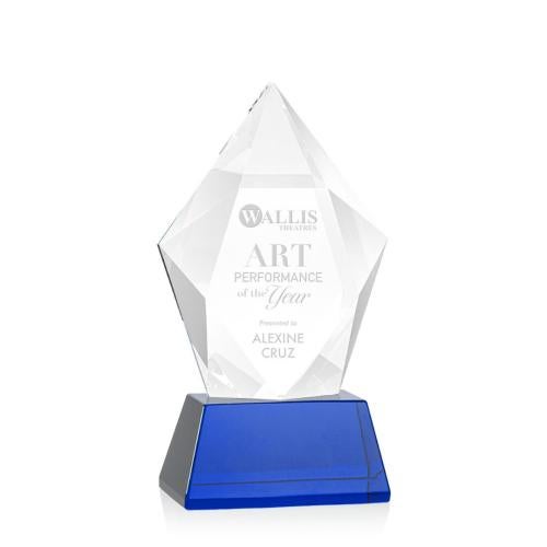 Awards and Trophies - Crystal Awards - Devron Blue on Base Polygon Crystal Award