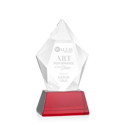 Awards and Trophies - Crystal Awards - Devron Red on Base Polygon Crystal Award