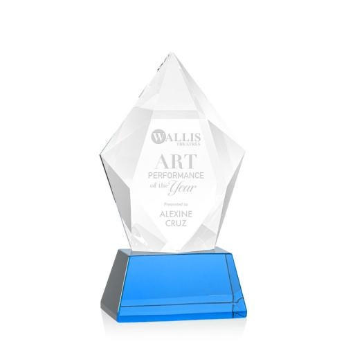 Awards and Trophies - Crystal Awards - Devron Sky Blue on Base Polygon Crystal Award