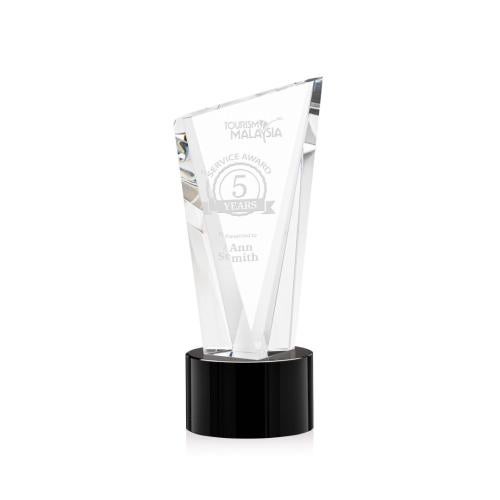 Awards and Trophies - Crystal Awards - Plymouth Black on Marvel Base Peaks Crystal Award