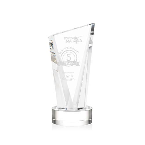 Awards and Trophies - Crystal Awards - Plymouth Clear on Stanrich Base Peaks Crystal Award