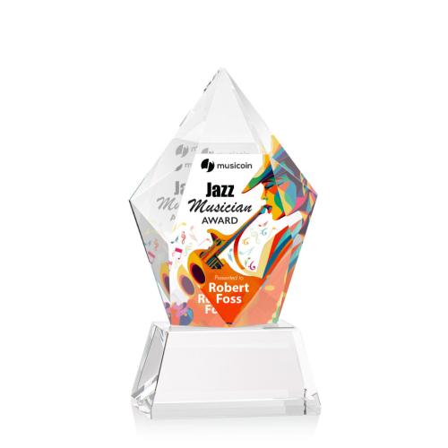 Awards and Trophies - Crystal Awards - Devron Full Color Clear on Base Polygon Crystal Award