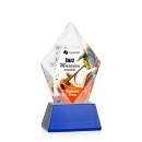 Devron Full Color Blue on Base Polygon Crystal Award