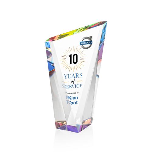 Awards and Trophies - Crystal Awards - Plymouth Full Color Prismatic Peaks Crystal Award