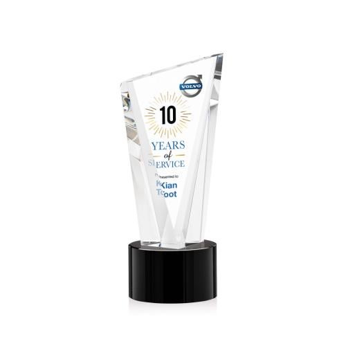 Awards and Trophies - Crystal Awards - Plymouth Full Color Black on Marvel Base Peaks Crystal Award