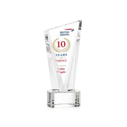 Awards and Trophies - Crystal Awards - Plymouth Full Color Clear on Paragon Base Peaks Crystal Award