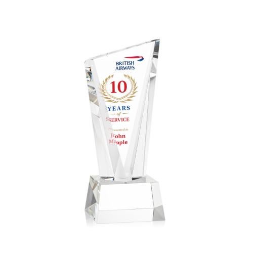 Awards and Trophies - Crystal Awards - Plymouth Full Color Clear on Robson Base Peaks Crystal Award