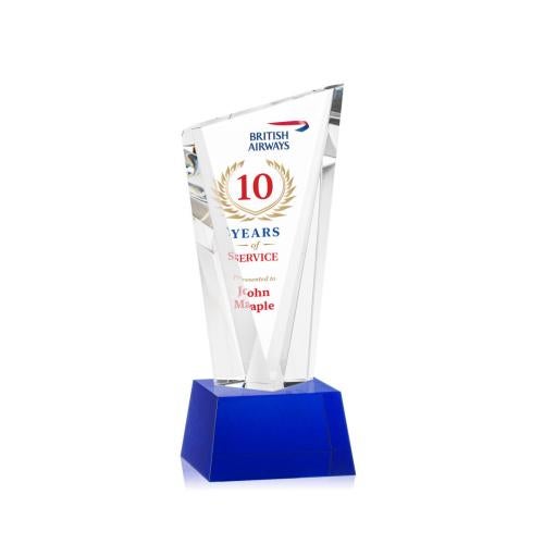 Awards and Trophies - Crystal Awards - Plymouth Full Color Blue on Robson Base Peaks Crystal Award