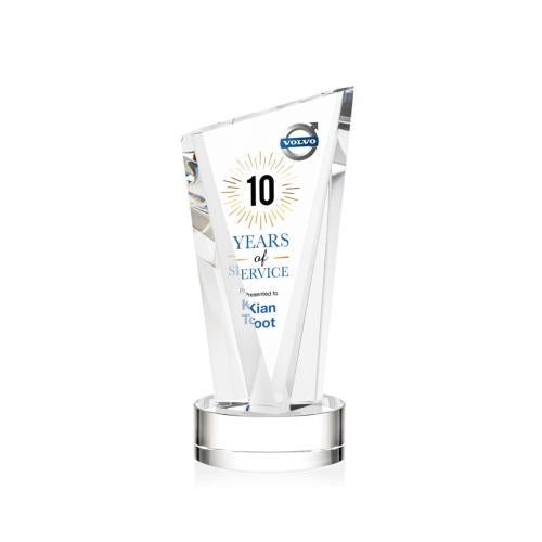 Awards and Trophies - Crystal Awards - Plymouth Full Color Clear on Stanrich Base Peaks Crystal Award