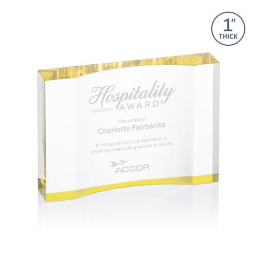 Awards and Trophies - Acrylic Awards - Langworth Gold Rectangle Acrylic Award