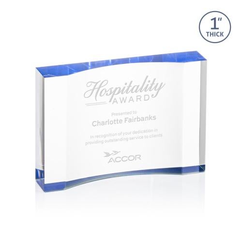 Awards and Trophies - Acrylic Awards - Langworth Blue Rectangle Acrylic Award