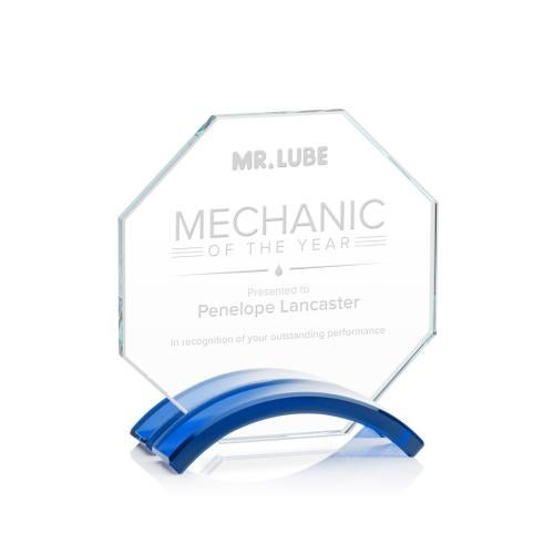 Awards and Trophies - Crystal Awards - Lacota Blue Polygon Crystal Award