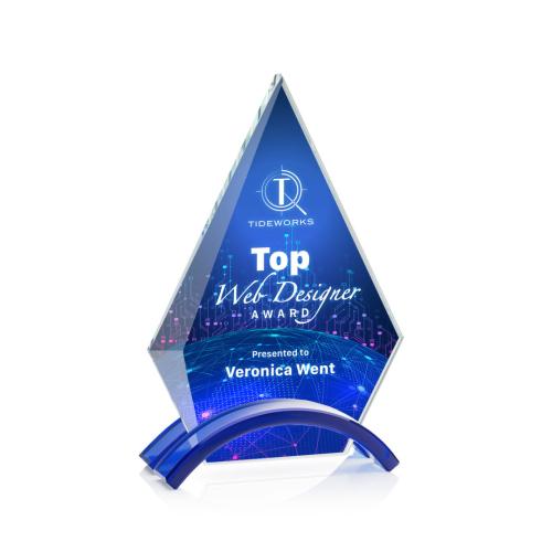Awards and Trophies - Crystal Awards - Fremont Full Color Blue Diamond Crystal Award