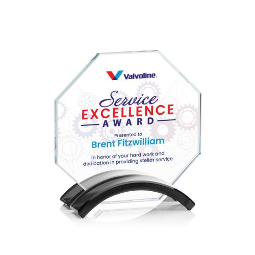 Awards and Trophies - Crystal Awards - Lacota Full Color Black Polygon Crystal Award
