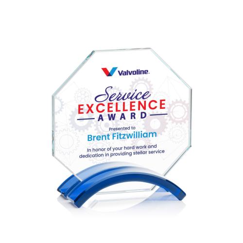 Awards and Trophies - Crystal Awards - Lacota Full Color Blue Polygon Crystal Award