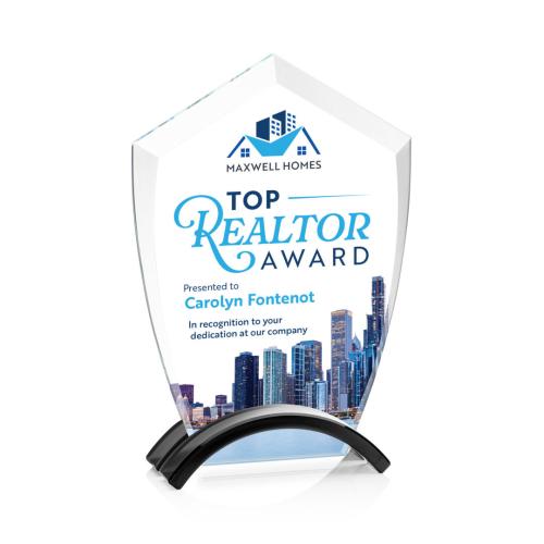 Awards and Trophies - Crystal Awards - Pullman Full Color Black Peaks Crystal Award