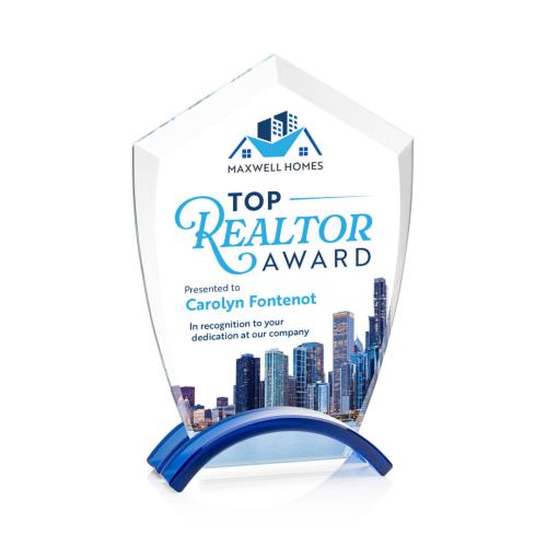 Awards and Trophies - Crystal Awards - Pullman Full Color Blue Peaks Crystal Award