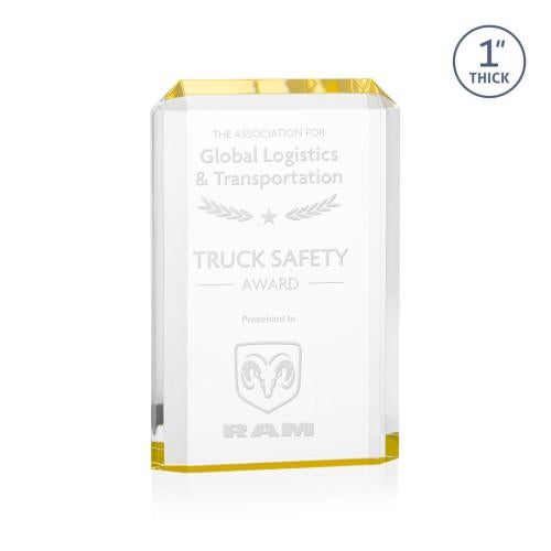 Awards and Trophies - Acrylic Awards - Powell Gold Rectangle Acrylic Award