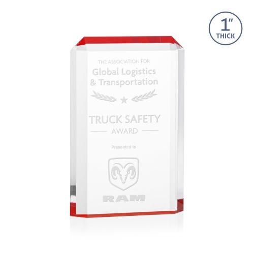 Awards and Trophies - Acrylic Awards - Powell Red Rectangle Acrylic Award