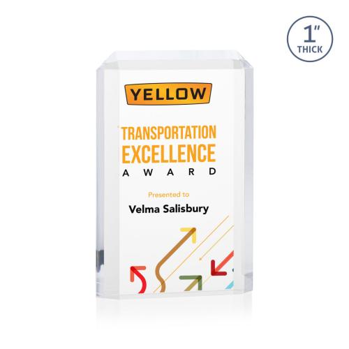 Awards and Trophies - Acrylic Awards - Powell Full Color Clear Rectangle Acrylic Award