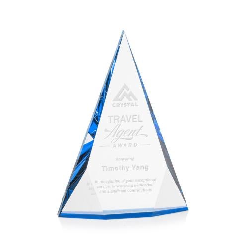 Awards and Trophies - Crystal Awards - Rochester Blue Pyramid Crystal Award