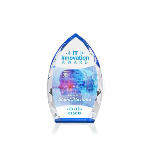 Awards and Trophies - Crystal Awards - Wilton Full Color Blue Peaks Crystal Award